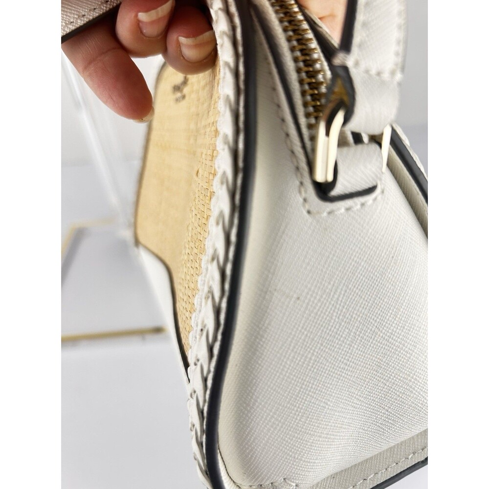 Kate Spade New York Sylvia Straw Dome Crossbody White Leather And Rafia - Picture 7 of 11